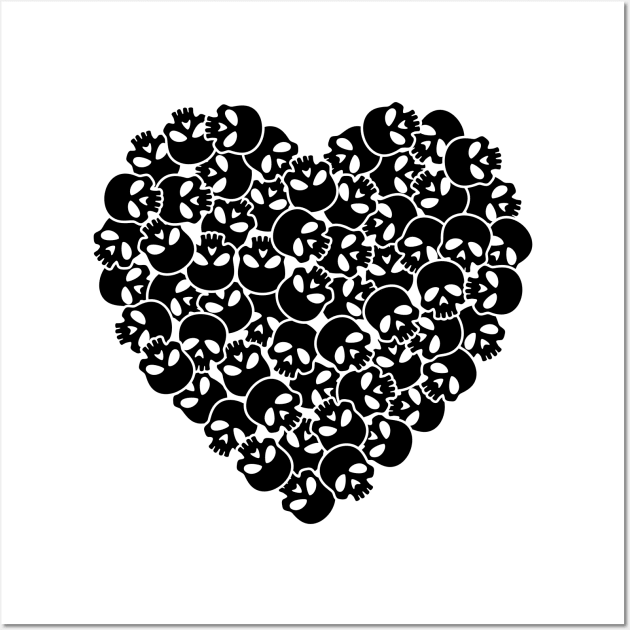 Love Heart Skulls Halloween Graphic Art Wall Art by GupShup